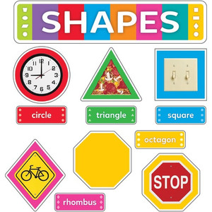 Trend Shapes All Around Us Learning Set - Learning Theme/Subject - 1 x Circle, 1 x Triangle, 1 x Square, 1 x Oval, 1 x Octagon, 1 x Parallelogram, 1 x Rhombus, 1 x Rectangle, 1 x Trapezoid Shape - Durable, Reusable, Sturdy - Multi Product Image 