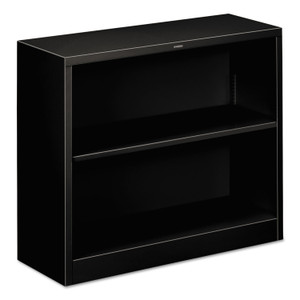 HON Metal Bookcase, Two-Shelf, 34.5w x 12.63d x 29h, Black (HONS30ABCP) View Product Image