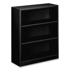 HON Metal Bookcase, Three-Shelf, 34.5w x 12.63d x 41h, Black View Product Image