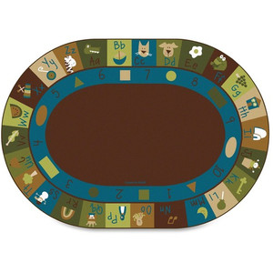 Carpets for Kids Premium Learning Blocks Nature Oval Rug - 11.67 ft Length x 99" Width - CPT37708 Product Image 