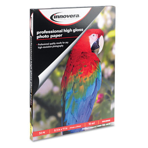 Innovera High-Gloss Photo Paper, 10 mil, 8.5 x 11, High-Gloss White, 50/Pack View Product Image
