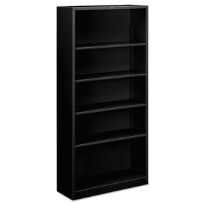 HON Metal Bookcase, Five-Shelf, 34.5w x 12.63w x 71h, Black (HONS72ABCP) View Product Image