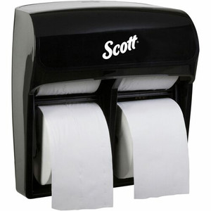 Scott Pro High-Capacity Coreless Standard Roll Toilet Paper Dispenser - Roll Dispenser - 4 x Roll - 12.8" Height x 11.3" Width x 6.2" Depth - Plastic - Black Product Image 