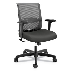 HON Convergence Mid-Back Task Chair, Swivel-Tilt, Supports Up to 275 lb, 16.5" to 21" Seat Height, Iron Ore Seat, Black Back/Base Product Image 