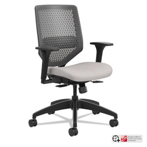 HON Solve Series ReActiv Back Task Chair, Supports Up to 300 lb, 18" to 23" Seat Height, Sterling Seat, Charcoal Back, Black Base Product Image 