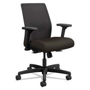 HON Ignition 2.0 4-Way Stretch Low-Back Mesh Task Chair, Supports 300 lb, 17" to 21" Seat Height, Espresso Seat, Black Back/Base Product Image 