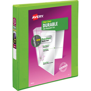 Avery Durable View 3 Ring Binder, 1" Slant Rings, 1 Chartreuse Binder (17263) - 1" Binder Capacity - (AVE17263) Product Image 