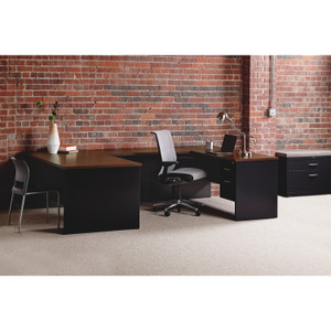 Lorell Walnut Laminate Commercial Steel Desk Series Pedestal Desk - 2-Drawer (LLR79151) Product Image 
