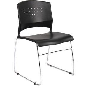 Boss Black Stack Chair With Chrome Frame 2 Pcs Pack Product Image 