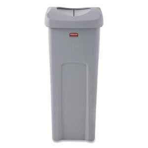 Rubbermaid Commercial Universal Square Trash Can with Swing Lid, 23 gal, Plastic, Gray Product Image 