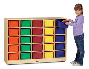 Jonti-Craft Rainbow Accents 25 Cubbie-trays Mobile Storage Unit - 35.50" Height x 48" Width x 15" Depth - Durable - Baltic - JNT04260JC Product Image 