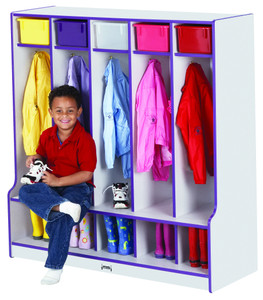 Jonti-Craft Rainbow Accents Step 5 Section Locker - 5 Compartment(s) - 50.50" Height x 48" Width x 17.50" Depth - JNT0468JCWW004 Product Image 