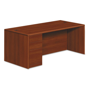 HON 10700 Series Single Pedestal Desk with Full-Height Pedestal on Left, 72" x 36" x 29.5", Cognac View Product Image