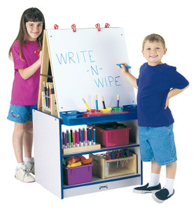 Jonti-Craft Rainbow Accents 2 Station Art Center - Freckled Gray, Teal Stand - Floor Standing - JNT0289JCWW005 Product Image 