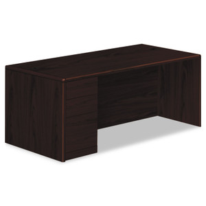HON 10700 Series Single Pedestal Desk with Full-Height Pedestal on Left, 72" x 36" x 29.5", Mahogany View Product Image