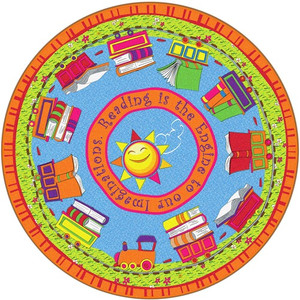 Flagship Carpets Reading Is The Engine 12' Round Rug - 12 ft Diameter - FCIFE33970A Product Image 