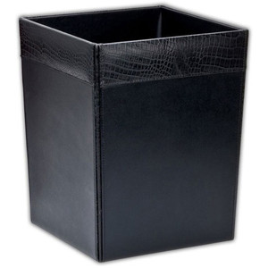 Dacasso Crocodile Embossed Leather Waste Basket - 3.50 gal Capacity - DACA2203 Product Image 