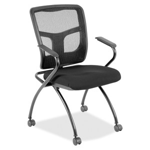 Lorell Mesh Back Nesting Training/Guest Chairs - Expo Tuxedo Seat Color - Fabric Seat Material - Powder Coated Frame Color - Metal Frame Material - LLR8437435 Product Image 