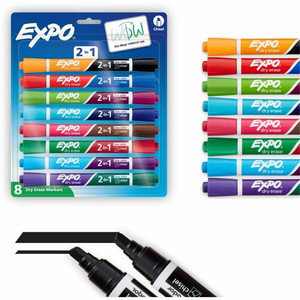 Expo 2-in-1 Dry Erase Markers - Chisel Marker Point - Erasable - Assorted Ink/ - (SAN1944658A) Product Image 