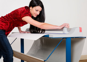 Dahle 446s Premium Rotary Trimmer w/stand - 22 Sheet Cutting Capacity - 36" Cutting Length - 37" Height x 15.1" Width x 44.1" Length - Self-sharpening, Sturdy, Automatic Clamp, Non-slip Rubber Feet, Metal Base - DAH446S Product Image 