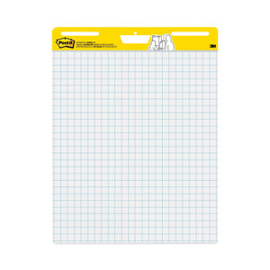 Post-it Easel Pads Super Sticky Vertical-Orientation Self-Stick Easel Pad Value Pack, Quadrille Rule (1 sq/in), 25 x 30, White, 30 Sheets, 4/Carton View Product Image