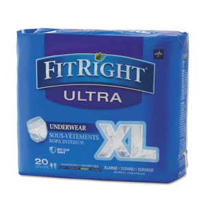 Medline FitRight Ultra Protective Underwear, X-Large, 56" to 68" Waist, 20/Pack (MIIFIT23600A) View Product Image
