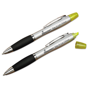 AbilityOne 7520016206416 SKILCRAFT Rite-N-Lite Deluxe, Fluorescent Yellow/Black Ink, Chisel/Conical Tips, Silver/Black Barrel, Dozen (NSN6206416) Product Image 