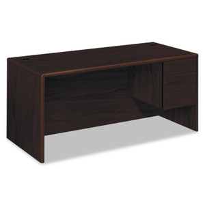HON 10700 Series "L" Workstation Desk with Three-Quarter Height Pedestal on Right, 66" x 30" x 29.5", Mahogany (HON10783RNN) View Product Image