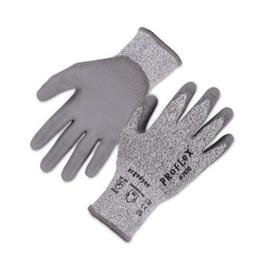 Ergodyne 7030 PU-Coated Cut-Resistant Gloves - Abrasion, Dirt, Debris Protection - Polyurethane Coating - Small Size - High Performance Polyethylene (HPPE), Nylon Spandex - Gray - EGO10452 Product Image 