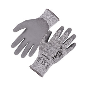 Ergodyne 7030 PU-Coated Cut-Resistant Gloves - Abrasion, Dirt, Debris Protection - Polyurethane Coating - Large Size - High Performance Polyethylene (HPPE), Nylon Spandex - Gray - EGO10454 Product Image 