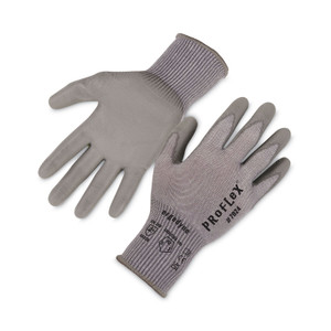 Ergodyne 7024 PU-Coated Cut-Resistant Gloves - Abrasion, Dirt, Debris Protection - Polyurethane Coating - Small Size - High Performance Polyethylene (HPPE), Nylon Spandex - Gray - Touchscreen Capable - EGO10392 Product Image 
