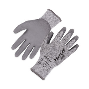 Ergodyne 7030 PU-Coated Cut-Resistant Gloves - Abrasion, Dirt, Debris Protection - Polyurethane Coating - Medium Size - High Performance Polyethylene (HPPE), Nylon Spandex - Gray - EGO10453 Product Image 