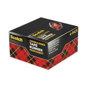 Scotch Tape Runner, 0.31" x 49 ft, Dries Clear, 4/Pack (MMM6055BNS) View Product Image