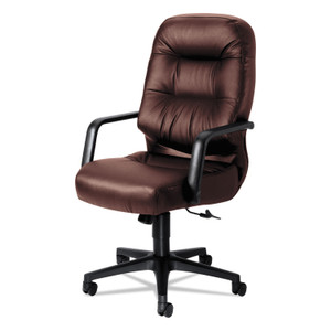 HON Pillow-Soft 2090 Series Executive High-Back Swivel/Tilt Chair, Supports 300 lb, 16.75" to 21.25" Seat, Burgundy, Black Base (HON2091SR69T) View Product Image