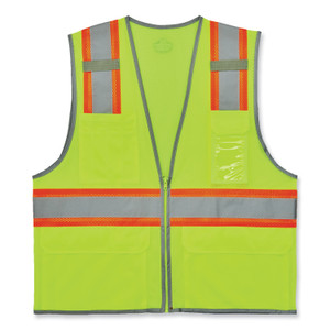 Ergodyne 8246Z 2-Tone High-Visibility Safety Vest - 3-Xtra Large - Zipper Closure - 6 Pocket(s) - Polyester Mesh - Lime - EGO24567 Product Image 