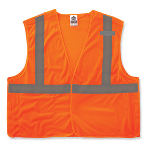 Ergodyne GloWear 8215BA Breakaway Mesh Vests - Recommended for: Survey Crew, Construction, Railway Worker, Baggage Handling, Warehouse, Distribution, Utility Crew - 5-Xtra Large - Hook & Loop Closure - 1 Pocket(s) - EGO24559 Product Image 