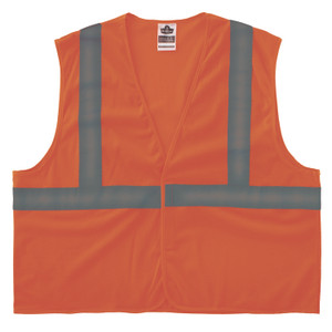 Ergodyne GloWear 8205HL-ECO Recycled Hi-Vis Vests - Recommended for: Construction, Baggage Handling - 2-Xtra Large/3-Xtra Large - Hook & Loop Closure - Polyester Mesh - Orange - EGO21997 Product Image 