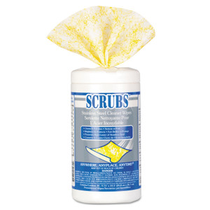 SCRUBS Stainless Steel Cleaner Towels, 1-Ply, 9.75 x 10.5, Lemon Scent, 30/Canister, 6 Canisters/Carton (ITW91930CT) View Product Image