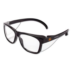 KleenGuard Maverick Safety Glasses, Black, Polycarbonate Frame, Clear Lens, 12/Box (KCC49309) View Product Image