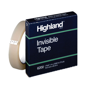 Highland Invisible Permanent Mending Tape, 3" Core, 0.75" x 72 yds, Clear (MMM6200342592) View Product Image