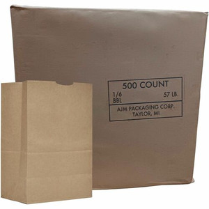 AJM 1/6 BBL #57 Kraft Paper Grocery Sacks - AJMGS57NP5CES Product Image 