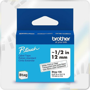 Brother P-touch BTAG-135 White on Clear Label Tape - BRTBTAG135 Product Image 