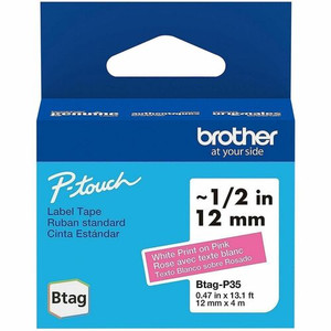 Brother P-touch BTAG-P35 White on Pink Label Tape - BRTBTAGP35 Product Image 