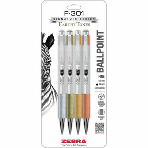 Zebra Pen F-301 EarthyTones Retractable Ballpoint Pens - ZEB27304 Product Image 
