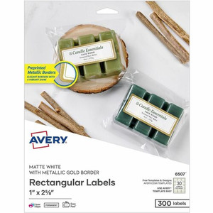 Avery Matte White Labels With Gold Borders - AVE06507 Product Image 