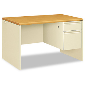 HON 38000 Series Right Pedestal Desk, 48" x 30" x 29.5", Harvest/Putty (HON38251CL) View Product Image