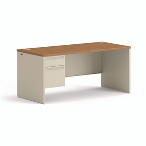 HON 38000 Series Left Pedestal Desk, 66" x 30" x 29.5", Harvest/Putty View Product Image