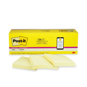Post-it Notes Super Sticky Pads in Canary Yellow, Cabinet Pack, 3" x 3", 90 Sheets/Pad, 24 Pads/Pack View Product Image