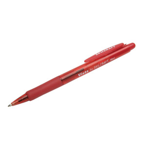 PEN BALLPOINT RETRACTABLE TINTED BARREL VISTA RED FINE - 7520014845272 Product Image 