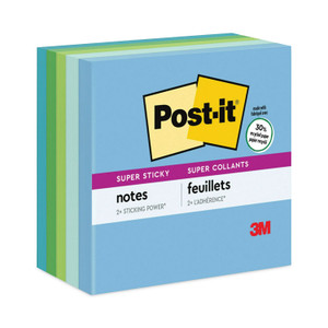 Post-it Notes Super Sticky Recycled Notes in Oasis Collection Colors, 3" x 3", 90 Sheets/Pad, 5 Pads/Pack View Product Image
